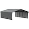 Arrow Storage Products Galvanized Steel Carport, W/ 2-Sided Enclosure, Compact Car Metal Carport Kit, 20'x24'x7', Charcoal CPHC202407ECL2 - alternate 1